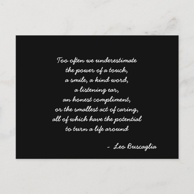 Zitat zur inspirierenden Postkarte (Vorderseite)