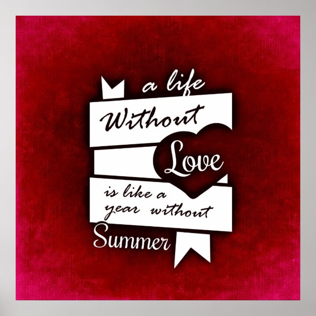 Zitat zur Liebe auf einem roten Hintergrund Poster (Vorne)