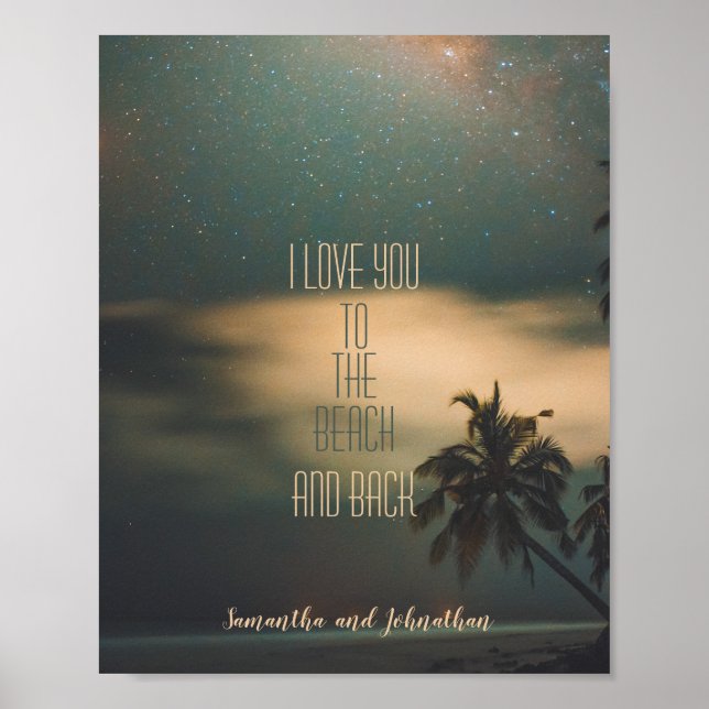 Zitat zur Liebe von "Starry Night Tropical Beach"  Poster (Vorne)