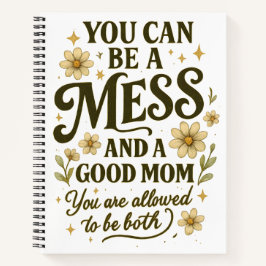 Zitat zur Mama von Messy - Vintage Typografie Notizbuch