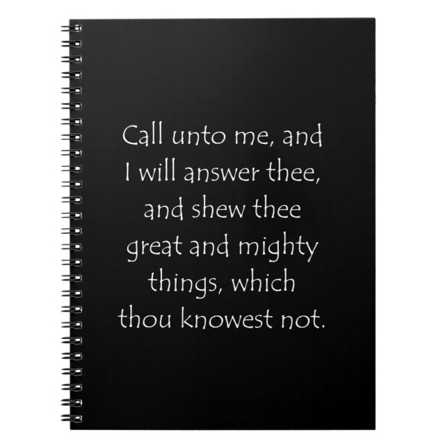 Zitat zur Schrift Jeremiah 33 3 Notizblock (Vorderseite)