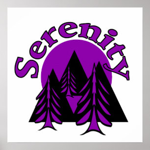 Zitat zur Stille Moderne Lila Mond-Bäume Poster