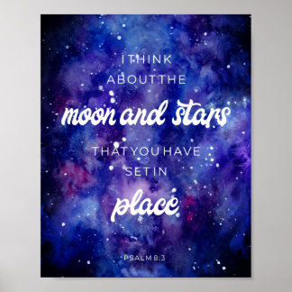Zitat zur Wasserfarben-Galaxie-Sterne-Bibel-Vers Poster