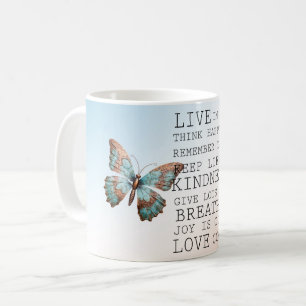Zitate Aqua Rose Gold Butterfly Kaffeetasse