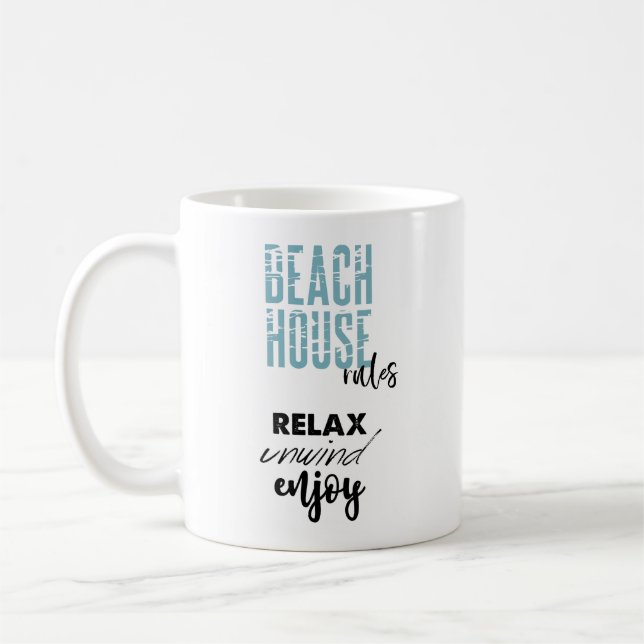 Zitate-Beach-House-Regeln Kaffeetasse (Links)