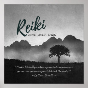 Zitate der Yoga-Mediationslehrer von B&W Reiki Mas Poster