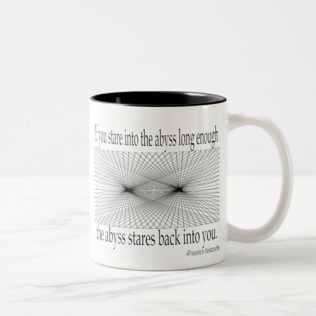 Zitate - Nietzsche, Abgrund - Zweifarbige Tasse (Rechts)