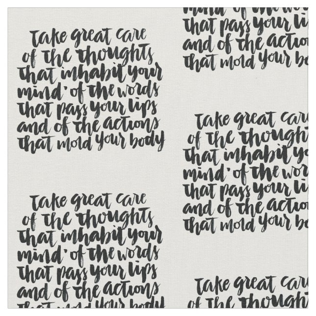 Zitate über das Leben: Kümmern Sie sich großes um Stoff (Nahaufnahme)