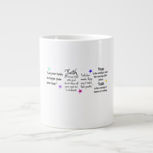 Zitate über Glauben und Hoffnung Jumbo-Tasse (Vorderseite)