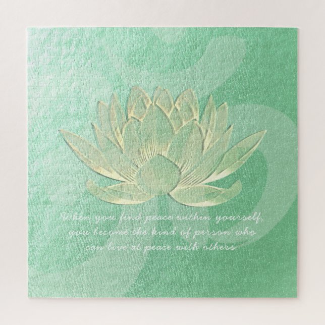 Zitate von Green Gold Lotus Yoga Meditation Instru Puzzle (Vertikal)