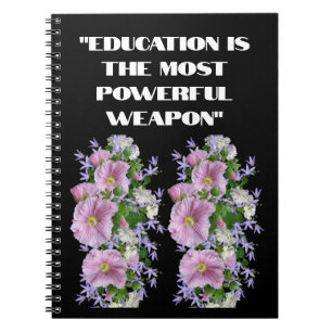 Zitate zum Thema Bildung Benutzerdefiniertes Blume Notizblock