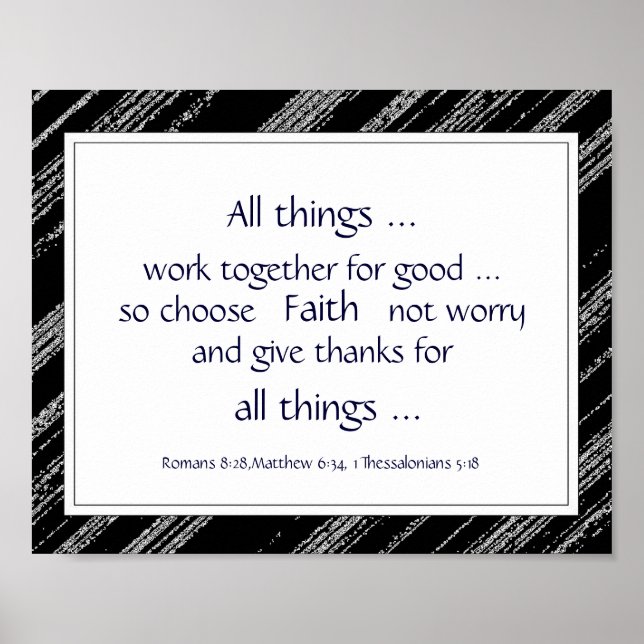 Zitate zur Förderung von schwarzen grauen Bibelbib Poster (Vorne)