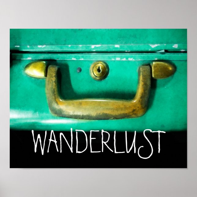 Zitatposter wanderlust mit Vintagem Koffer Poster (Vorne)