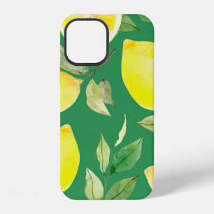 Zitrone,Aquarellmuster,Hintergrund,Frucht,Tapete iPhone 12 Hülle
