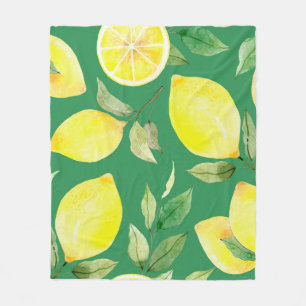 Zitrone, Aquarellmuster, Hintergrund, Obst, Tapete Fleecedecke