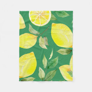 Zitrone, Aquarellmuster, Hintergrund, Obst, Tapete Fleecedecke