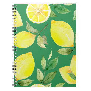 Zitrone, Aquarellmuster, Hintergrund, Obst, Tapete Notizblock
