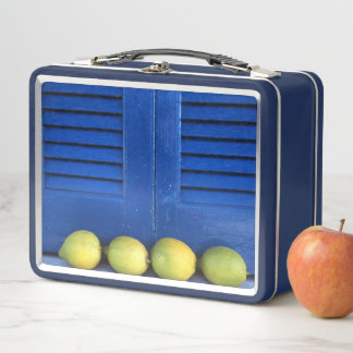 Zitrone Blaue Fenster Metall-Lunchbox Metall Brotdose