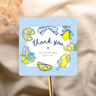 Zitrone drückt dich Baby Shower Quadratischer Aufkleber