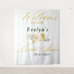 Zitrone Eukalyptus Rose Elegante Schrift Hochzeits Wandteppich