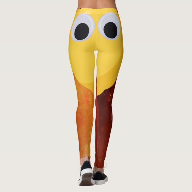 Zitrone, Früchte mit googlischen Augen und Apfel Leggings (Rückseite)