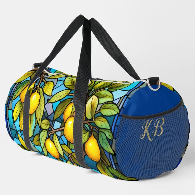Zitrone, Hartglas, mediterran Duffle Bag (Rechte Ecke)