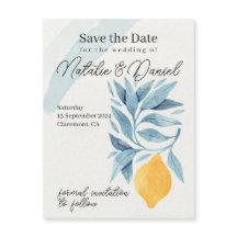 Zitrone mit blauen Blätter botanische Abbildung