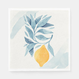 Zitrone mit blauen Blätter botanische Abbildung Serviette