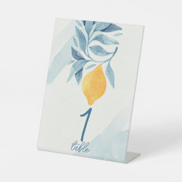 Zitrone mit blauen Blätter botanische Abbildung Sockelschild