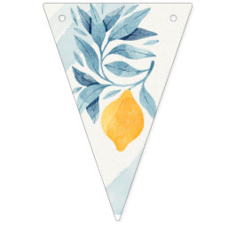 Zitrone mit blauen Blätter botanische Abbildung Wimpelkette