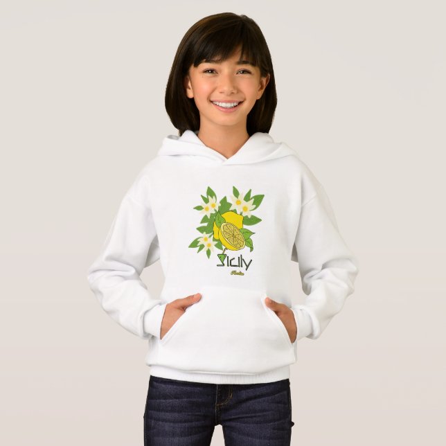 Zitrone mit Blume Hoodie (Vorne ganz)