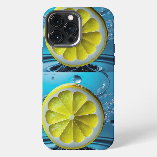 Zitrone mit erfrischenden Wassertropfen iPhone Hülle (Rückseite)