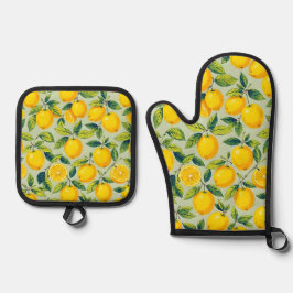 Zitrone Ofenhandschuh & Topflappen-Set