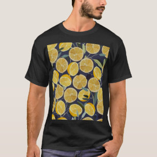 Zitrone, Olivenzweig, nahtloses Vintage-Muster. T-Shirt
