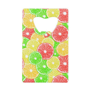 Zitrone, Orange, Grapefruit und Limone Scheiben Geldbeutel Flaschenöffner