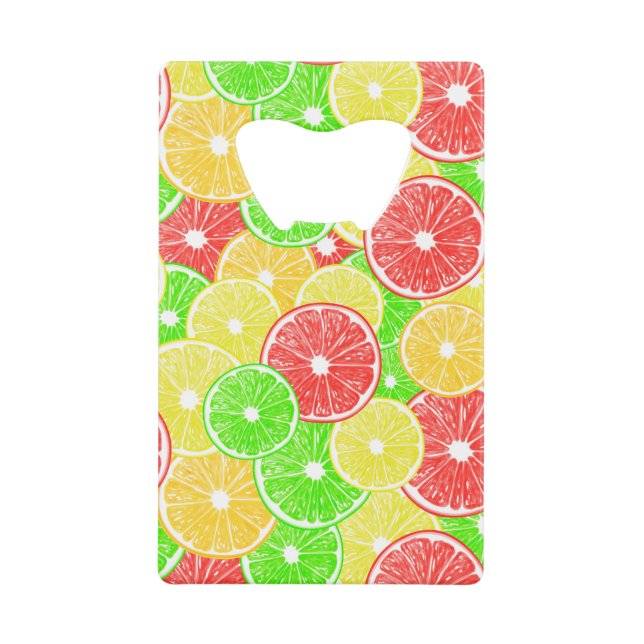 Zitrone, Orange, Grapefruit und Limone Scheiben Geldbeutel Flaschenöffner (Vorderseite)