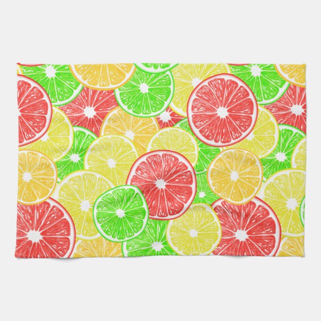 Zitrone, Orange, Grapefruit und Limone Scheiben Küchentuch (Horizontal)