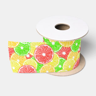 Zitrone, Orange, Grapefruit und Limone Scheiben Satinband