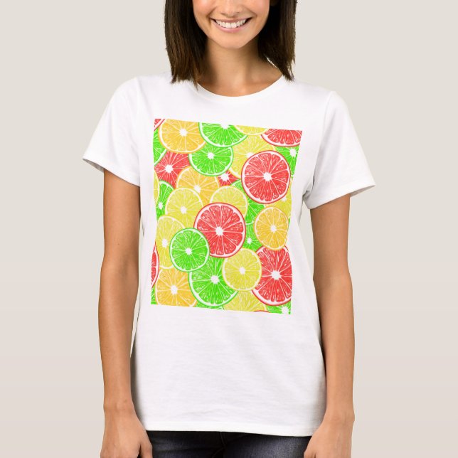 Zitrone, Orange, Grapefruit und Limone Scheiben T-Shirt (Vorderseite)