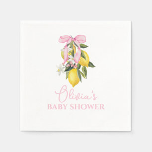 Zitrone Rosa Schleife La Dolce Vita Baby Shower Serviette