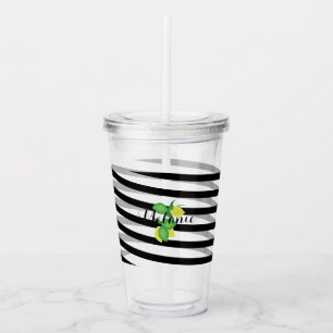 Zitrone Stripes Limones Limoncillo Band Monogramm Acryltrinkbecher