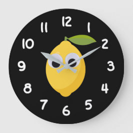 Zitrone, süße Früchte mit googgen Augen Große Wanduhr