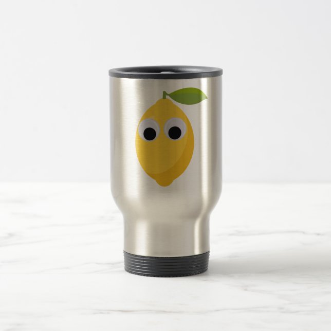 Zitrone, süße Früchte mit googgen Augen Reisebecher (Mittel)