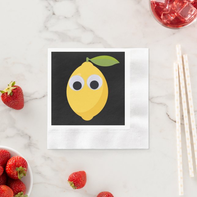 Zitrone, süße Früchte mit googgen Augen Serviette (Beispiel)