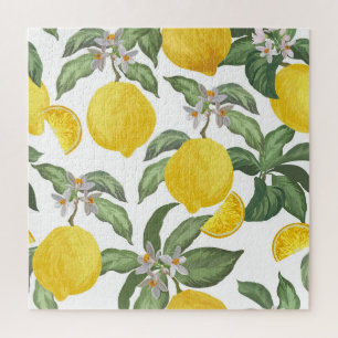 Zitrone: tropisches Obst vintage nahtlos Puzzle