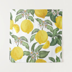 Zitrone: tropisches Obst vintage nahtlos Wandteppich