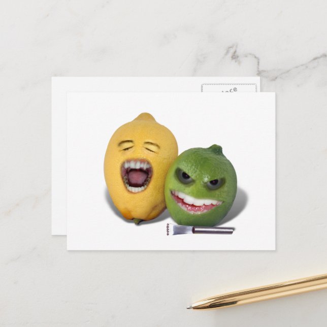 Zitrone und Limette mit einer Zester Postkarte (Vorderseite/Rückseite Beispiel)