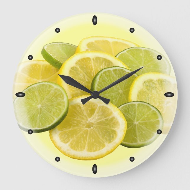 Zitrone und Limones Große Wanduhr (Vorderseite)