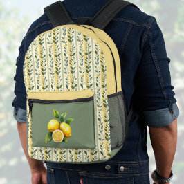Zitrone und Olive Antike Mittelmeer Streifen Bedruckter Rucksack