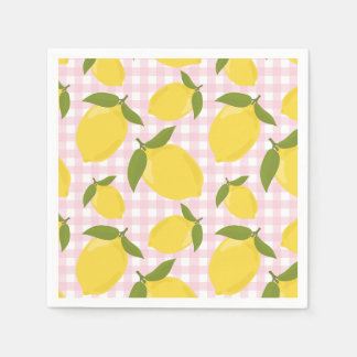 Zitrone und rosa Gingham Serviette
